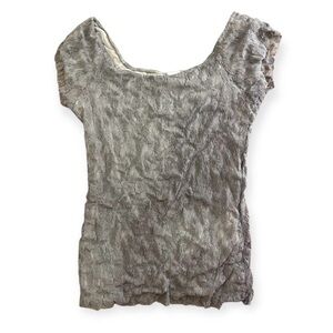 Grey Cap Sleeves Lace Tee